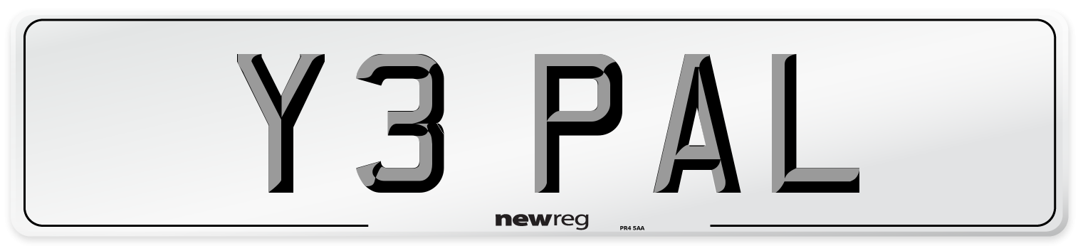 Y3 PAL Number Plate from New Reg